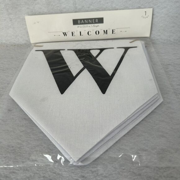 Welcome Banner Decor White Black 81 inches Decorative Farmhouse Casual Classic - Picture 5 of 6